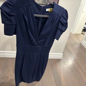 Amanda Uprichard Navy blue , size small , dress w puff sleeve